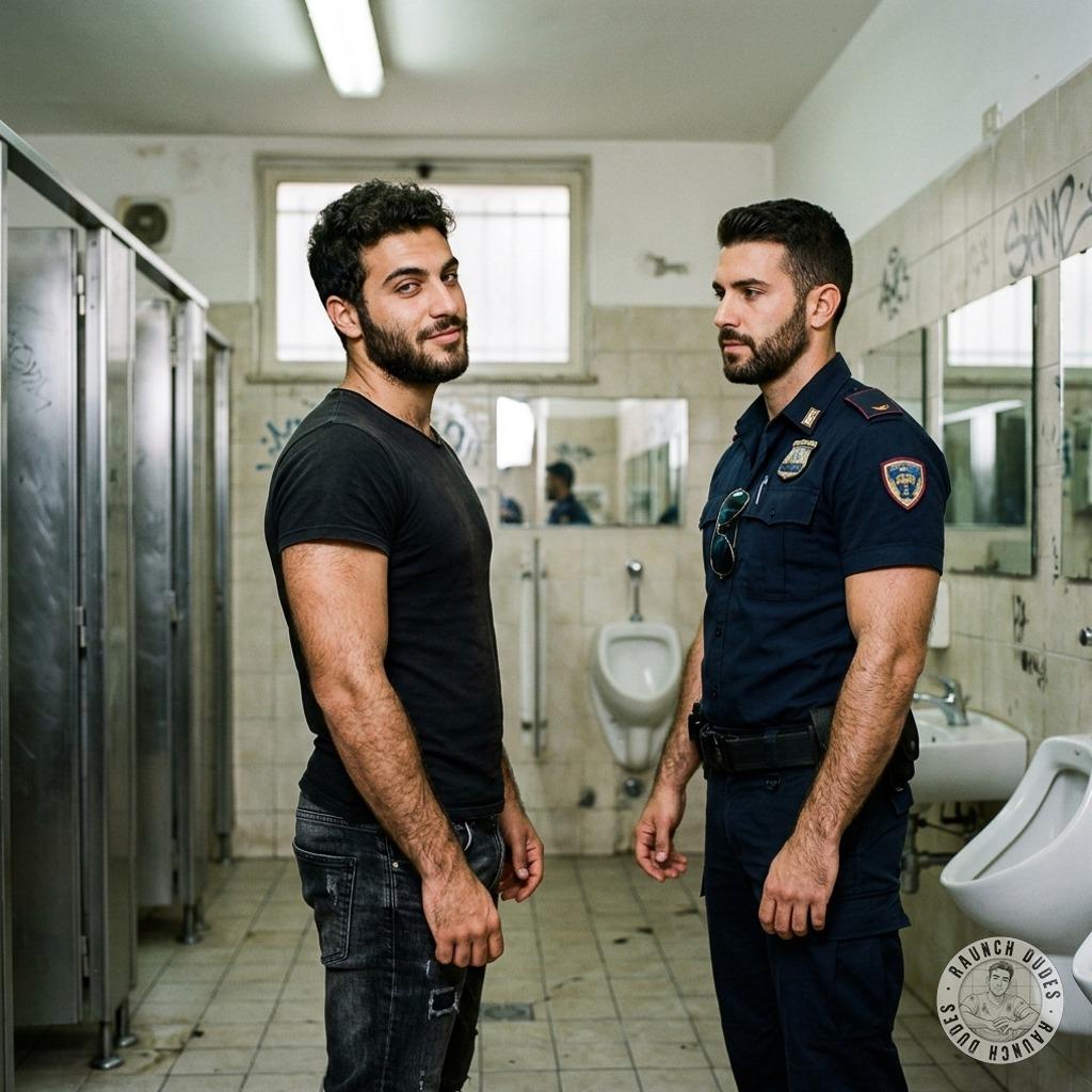 Fucking a cop in a public toilet, his baton deep in my throat while I gag on his badge #gayscat #dirtycops #toilet