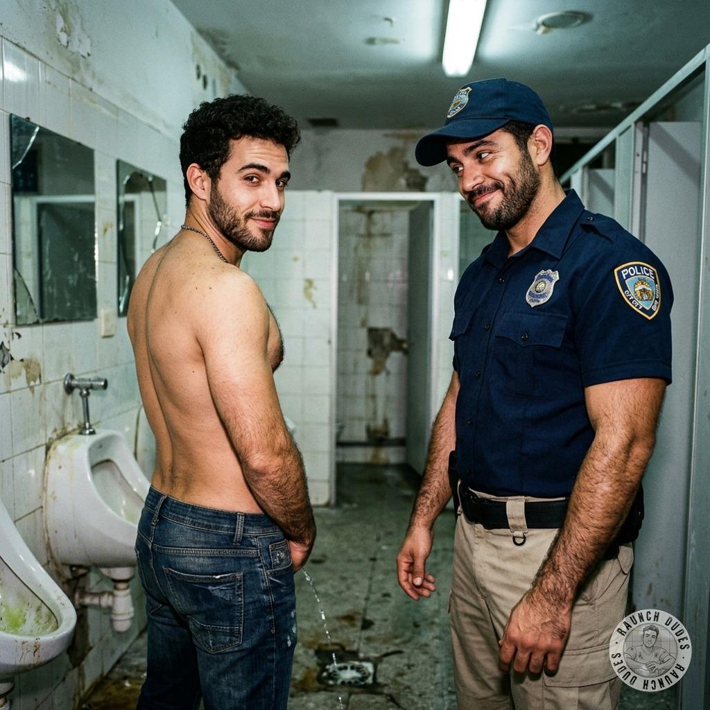 That cop’s face when I unzip and let it rip right in front of him in the public bog 😈💦 #gaypiss #dirtycops #toilet