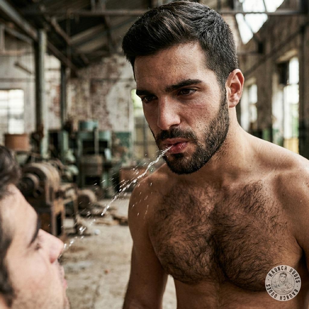 Sadistic daddy spits thick globs of spit right in his trembling slave’s face, coating his trembling lips and chin in sticky,...