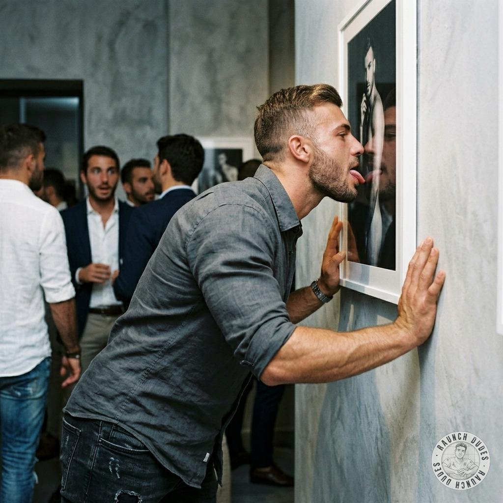 That sick fuck can’t resist licking the dude’s naked pic in the gallery like a hungry pup on a steak 🥵🔥 #perverts #inpublic...