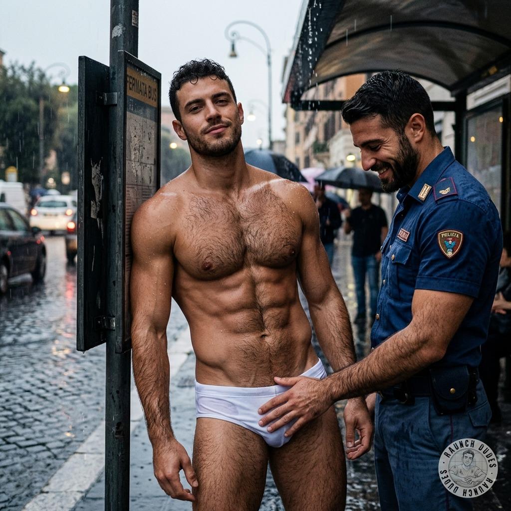 That cop’s hands were all over my bulge in my tighty-whities at the bus stop 😈 #dirtycops #inpublic #hairy