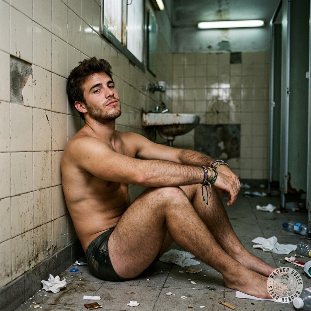Dirty boy sitting on a filthy toilet, ass dripping with grime, thighs glistening with sweat and filth #hairy