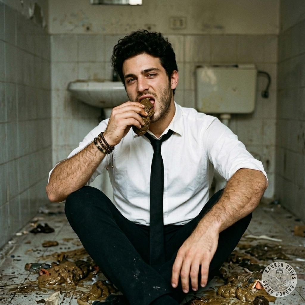 That suited twink in his crisp shirt & tie slurping filthy shit in a crap-stained stall 😈💦 #gayscat #filth #toilet #suit