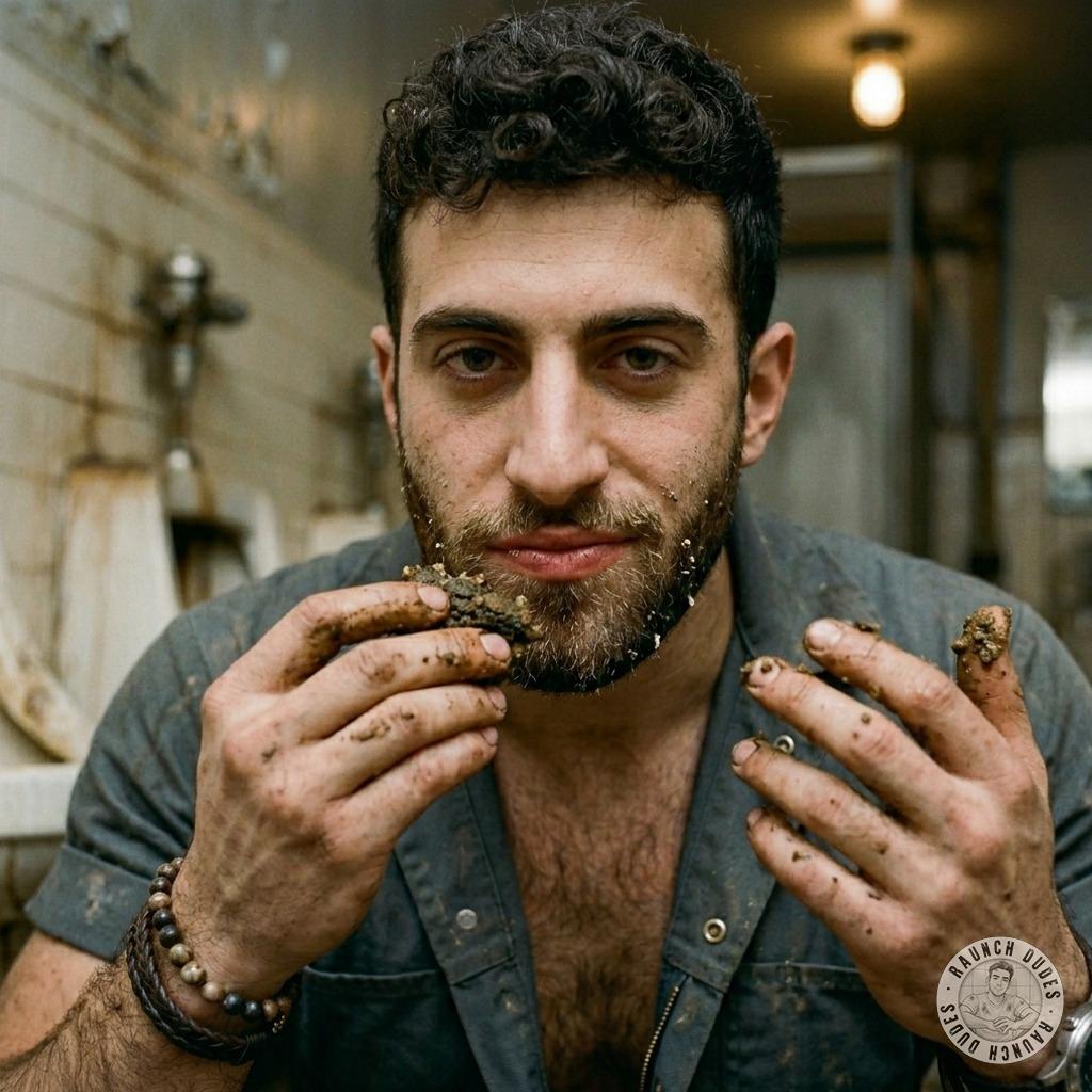 Inserviente crunching warm, mushy shit straight from the bowl, savoring every bitter bite like it’s the last dick he’ll ever...
