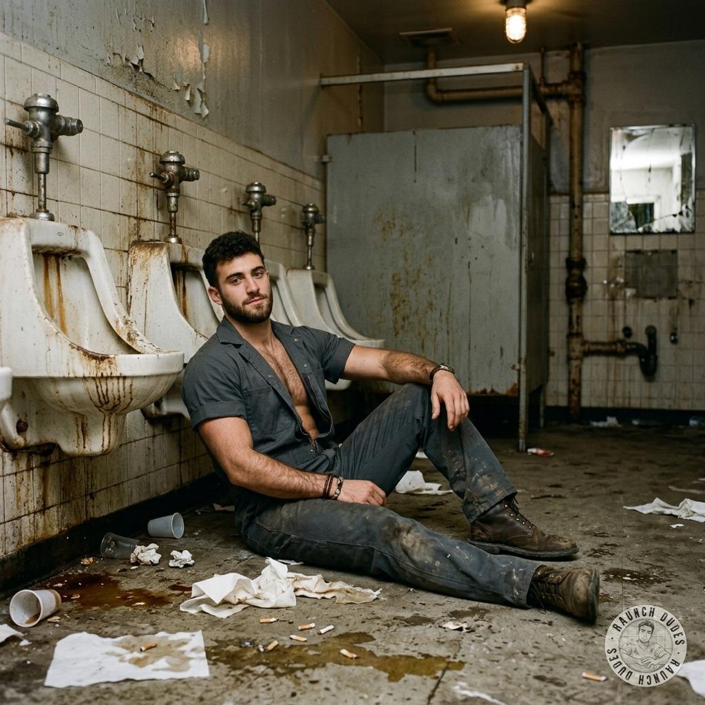 Inserviente eats shit on the filthy floor, licking up every last drop of cum from the tiles while getting his asshole...