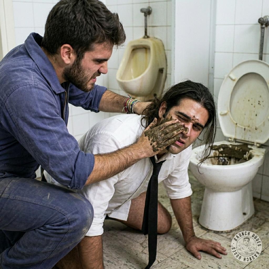 Inserviente smears shit all over a suited twink’s face, choking him on thick, warm filth while he gags and begs for more...