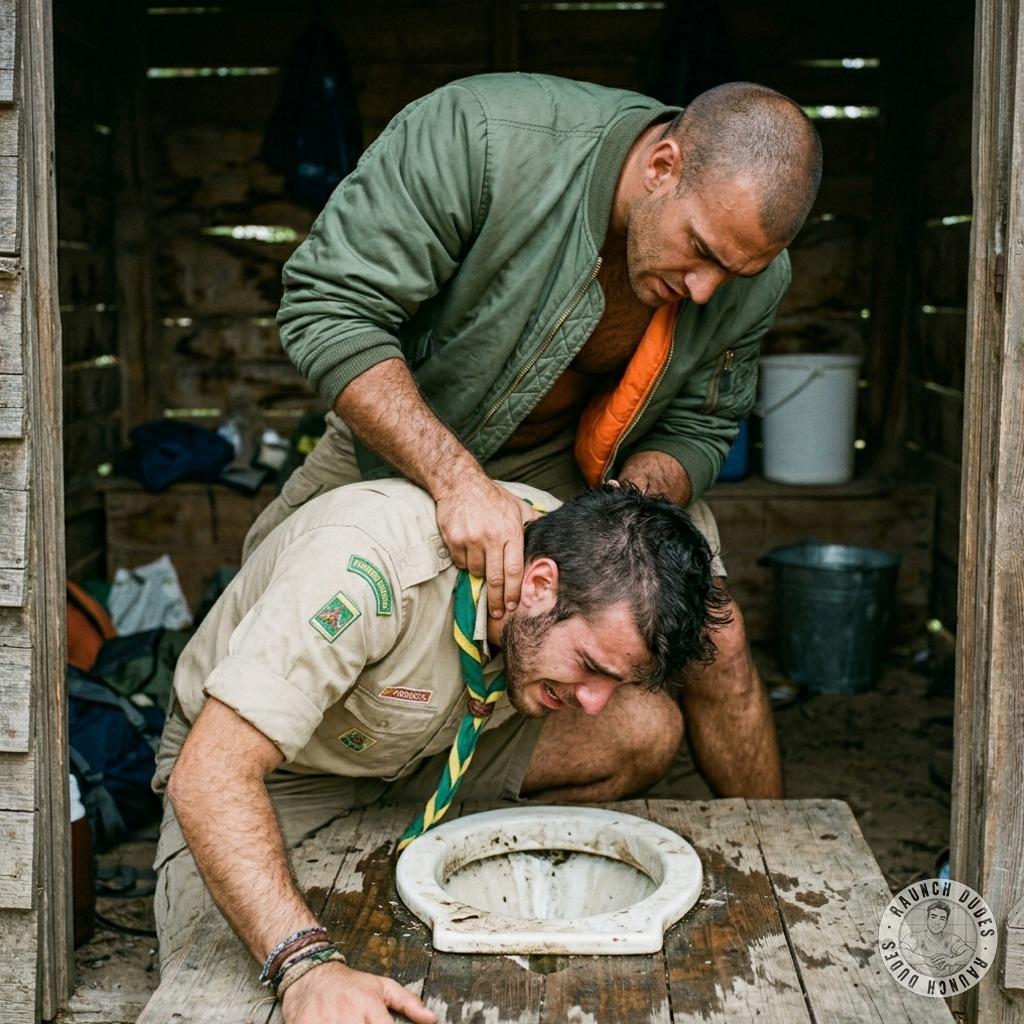 Head down the shitter, little scout boy gets his face shoved in the filthy hole by a rough skinhead. Choking on the stench,...
