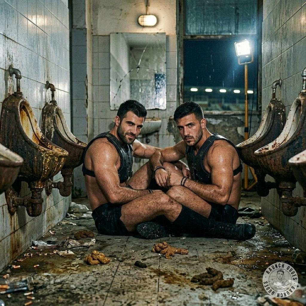 Two quarterbacks chilling in a shit-filled bathroom, their asses glistening with filth as they swap spit and groans. The...