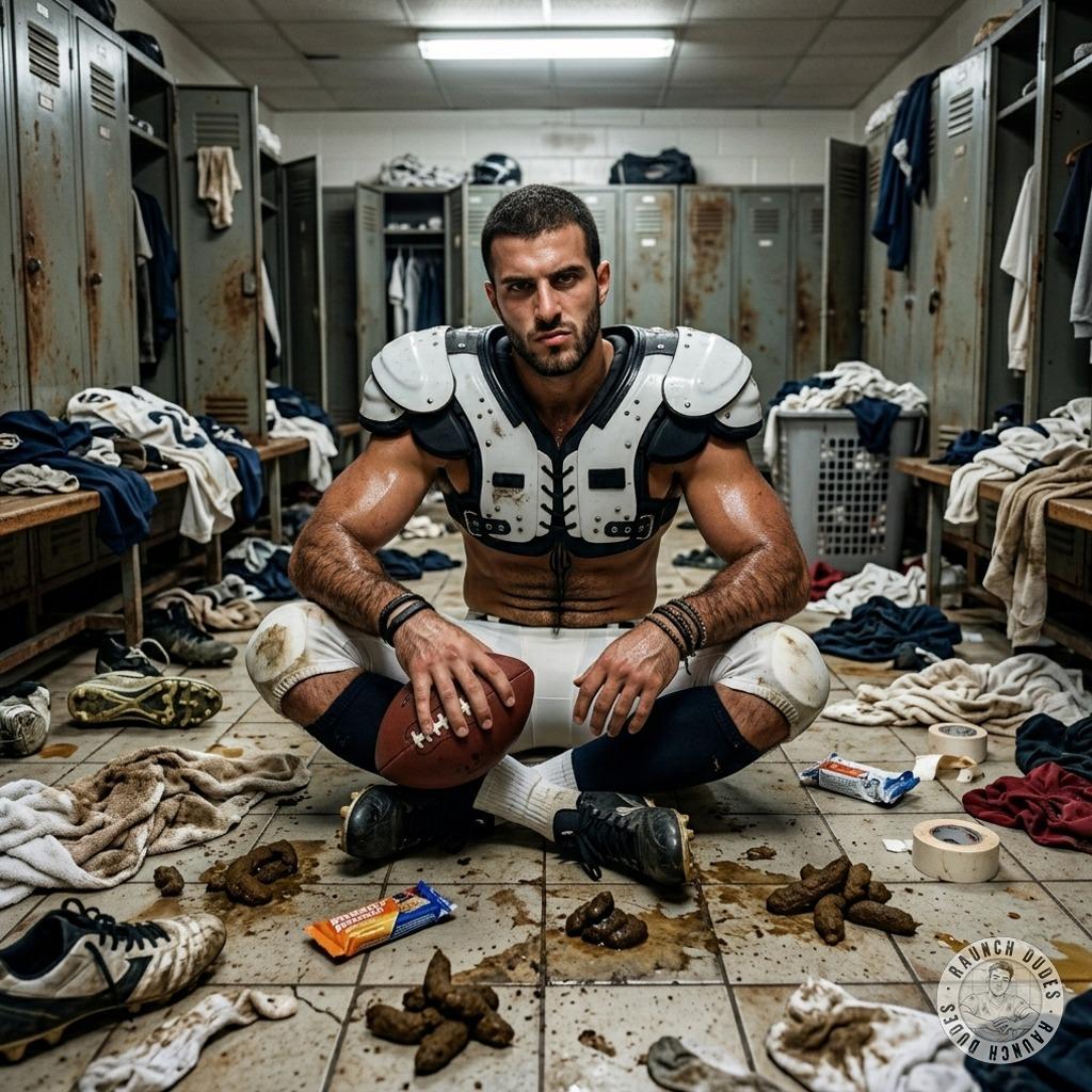 Dude’s ass dripping in shit after the game, crouched in the locker room floor, fingers deep in the mess, loving every filthy...
