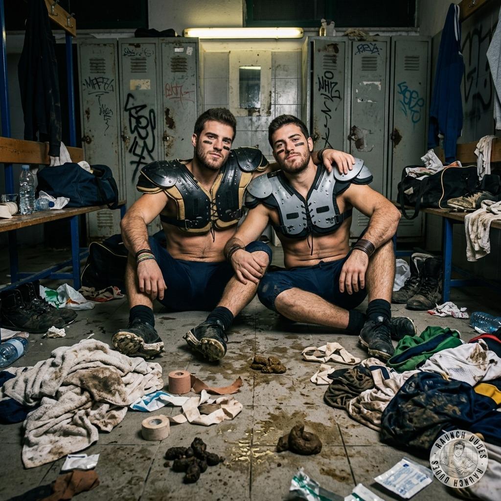 Two NFL players chowing down on the locker room floor, asses deep in shit while they feast like hungry pigs 🐷💩 #gayscat...