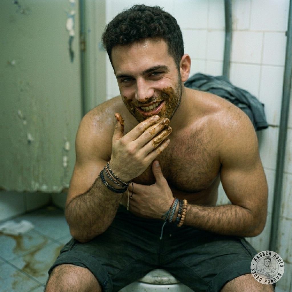This dude’s face-deep in shit in a public john, slurping it like it’s the last fucking meal. #gayscat #toilet #hairy
