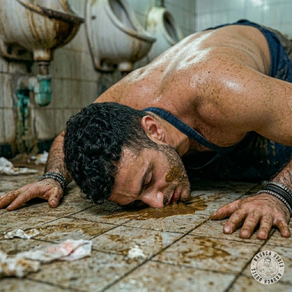 That hungry twink on his knees in the public john, tongue buried in warm, musky shit—savoring every bitter drop like it’s...