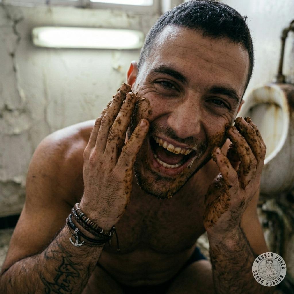 Just smeared shit all over my face in a public bathroom, loving every filthy second of it 💩🔥 #gayscat #filth #inpublic