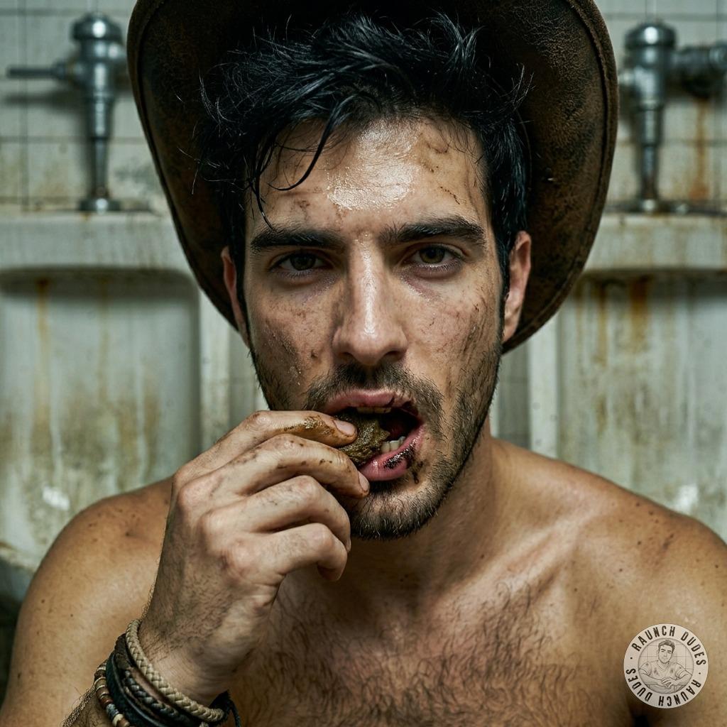 That rugged cowboy bent over in the public john, stuffing his face with shit like it was the sweetest dessert. His tight...