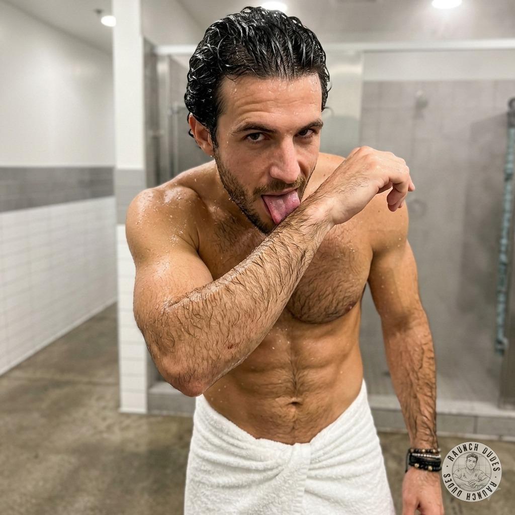 That little twink licks his own arm, savoring every drop of his salty sweat like it’s the sweetest cum he’s ever tasted....
