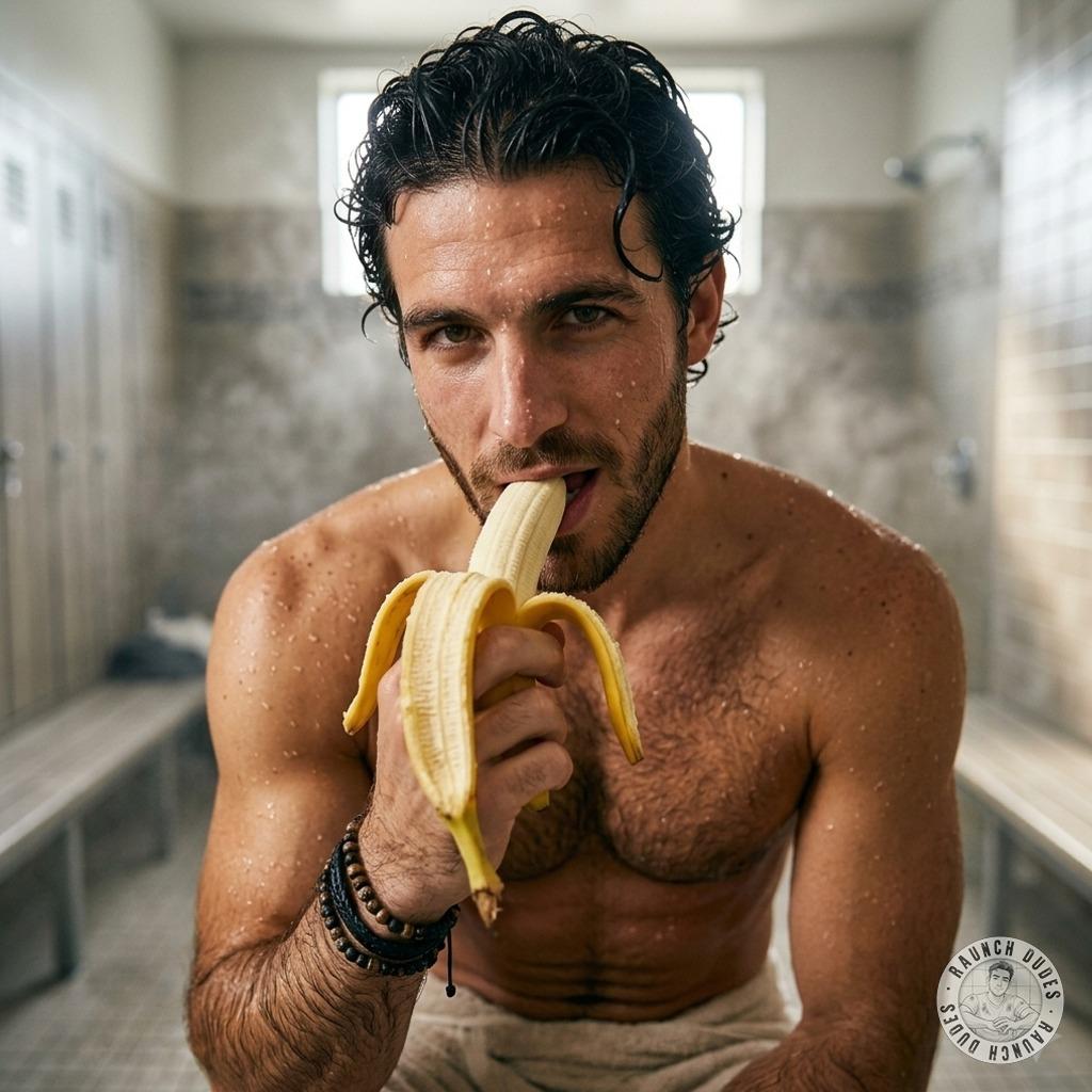 That tight twink shoves a whole banana down his throat, gagging on it like a hungry little slut. Watching him choke on it...
