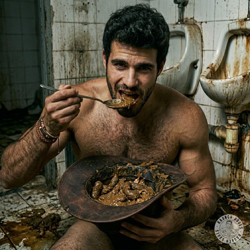 A perverted cowboy fills his hat with shit and eats it with a spoon. #gayscat #dirtycowboys #toys #hairy