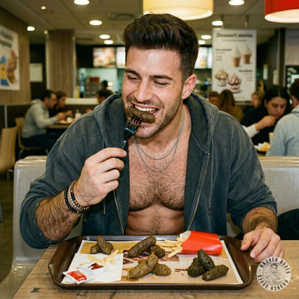 That fat little twink loves shoving shit down his throat while sitting at the fast food table, moaning like a hungry slut....