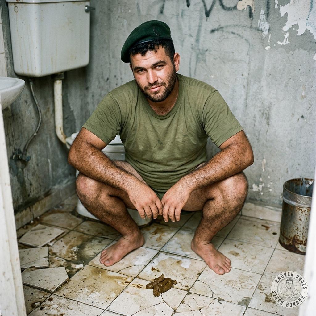 Military dude drops a steaming load on the public bathroom floor, leaving his mark like a fucking king 💩👑 #gayscat #fetish...