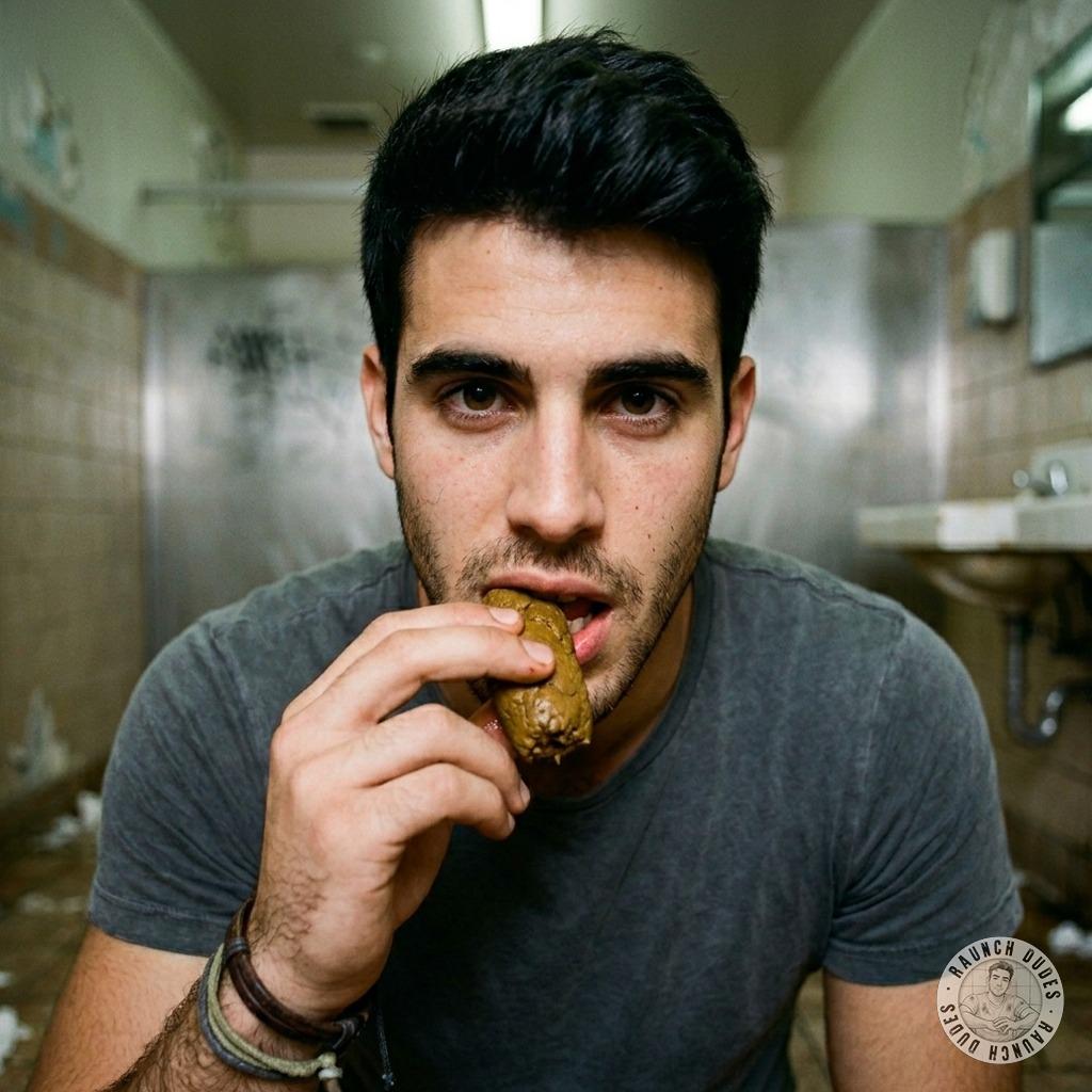 This twink loves shoving his face in public shit like a hungry pig, slurping up every last drop of that warm, mushy brown...