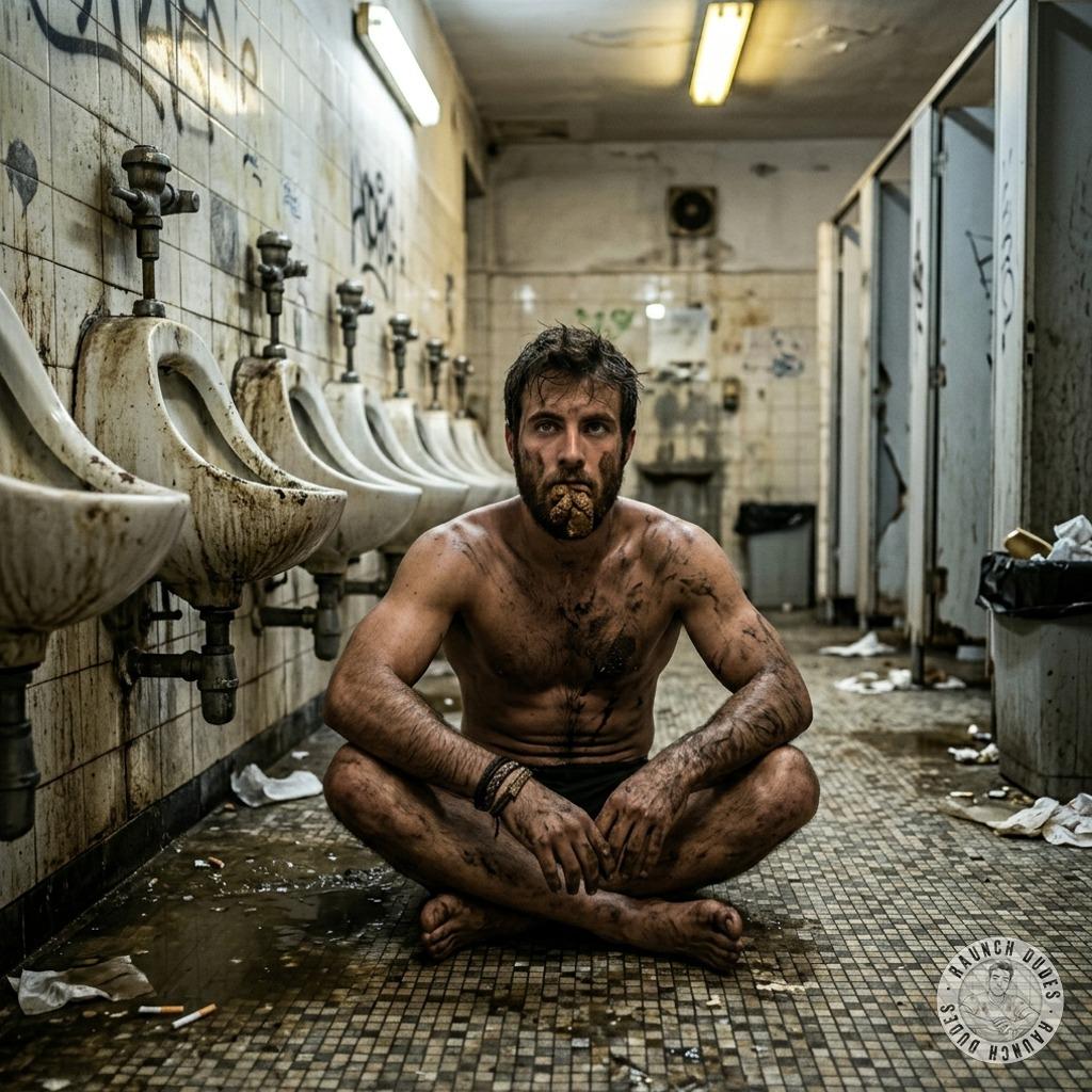 That filthy slut’s ass is planted right on the grimy bathroom floor, his hole dripping with need as he waits for you to...