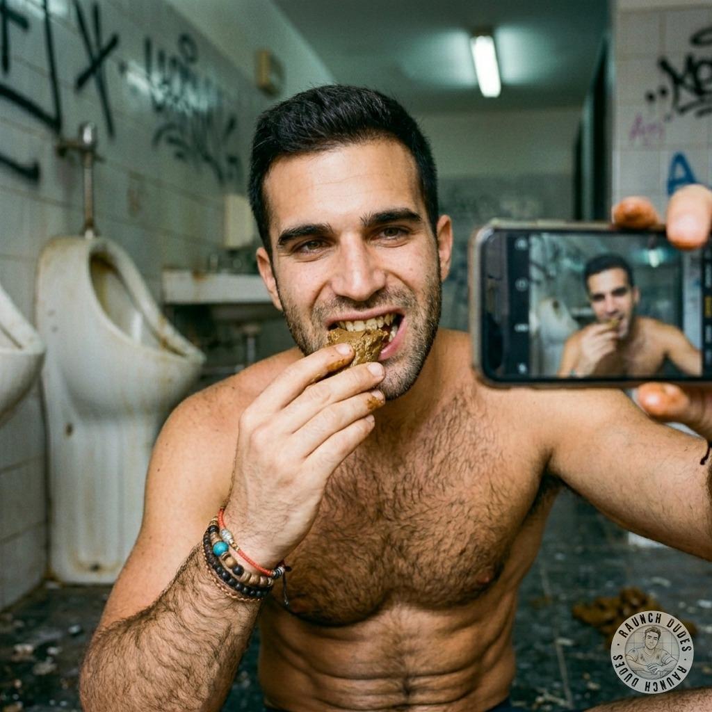 Selfie time! 📸💩 Swallowing this warm, mushy shit straight from the bowl, taste buds screaming for more. Public bathroom...