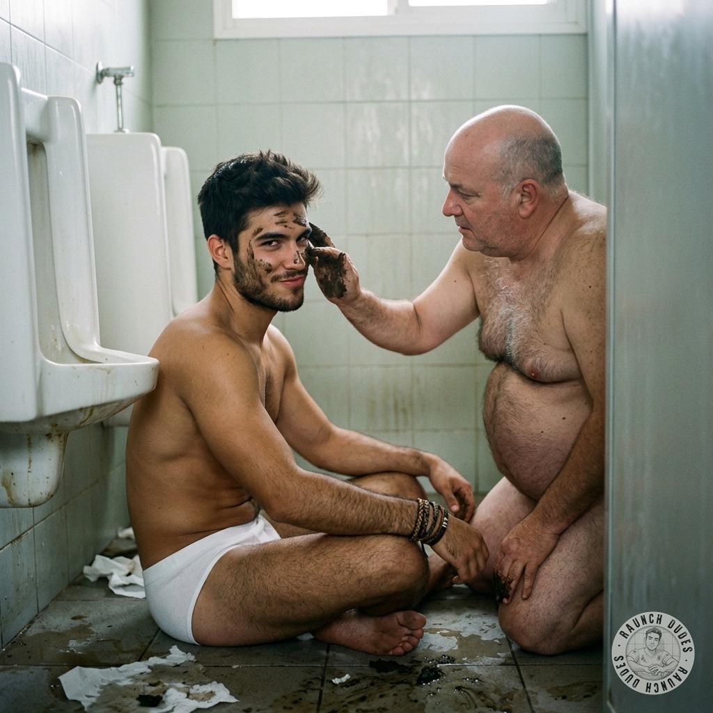 That fat old pig smears his warm, stinky shit all over my face while I gag and choke on his filth #gayscat #perverts...