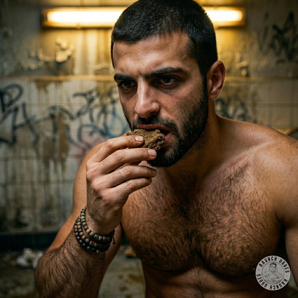 Hot as hell watching this guy slurp up that filthy load in the grimy public stall—nothing sexier than a man who loves his...