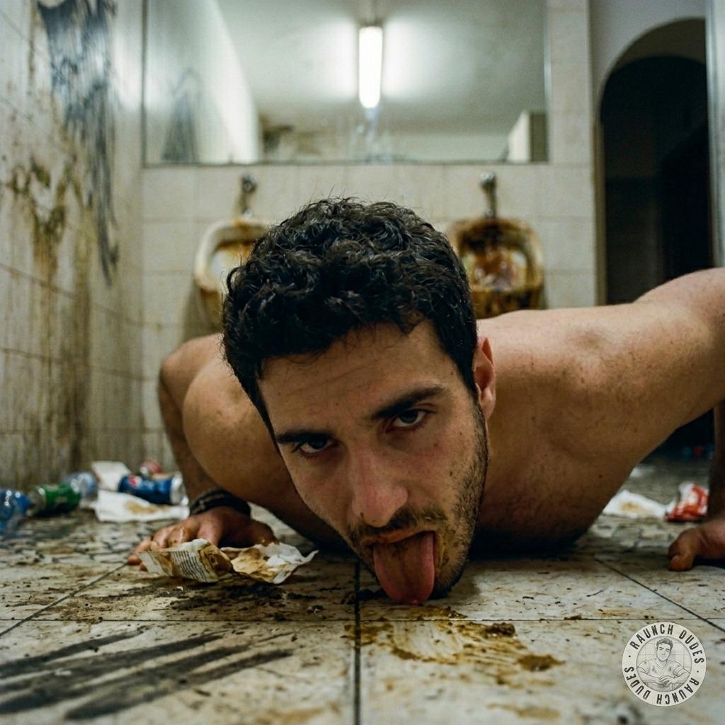 Hot as hell licking that filthy shit-stained floor in a public bathroom—dirty boy knows how to get his fix. #gayscat #toilet...