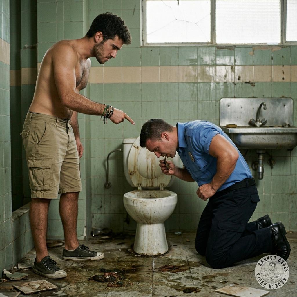 Hot cop gets his ass handed to him—kneeling to eat that filthy load while his sub grins like a devil. Power play at its...