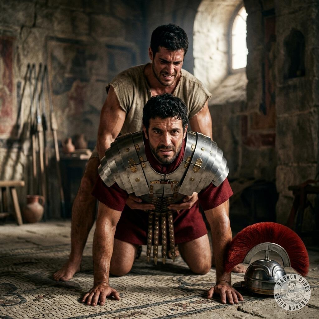Dominant centurion on his knees—let that slave’s cock own him. Raw power, raw submission. Who’s getting fucked first?...