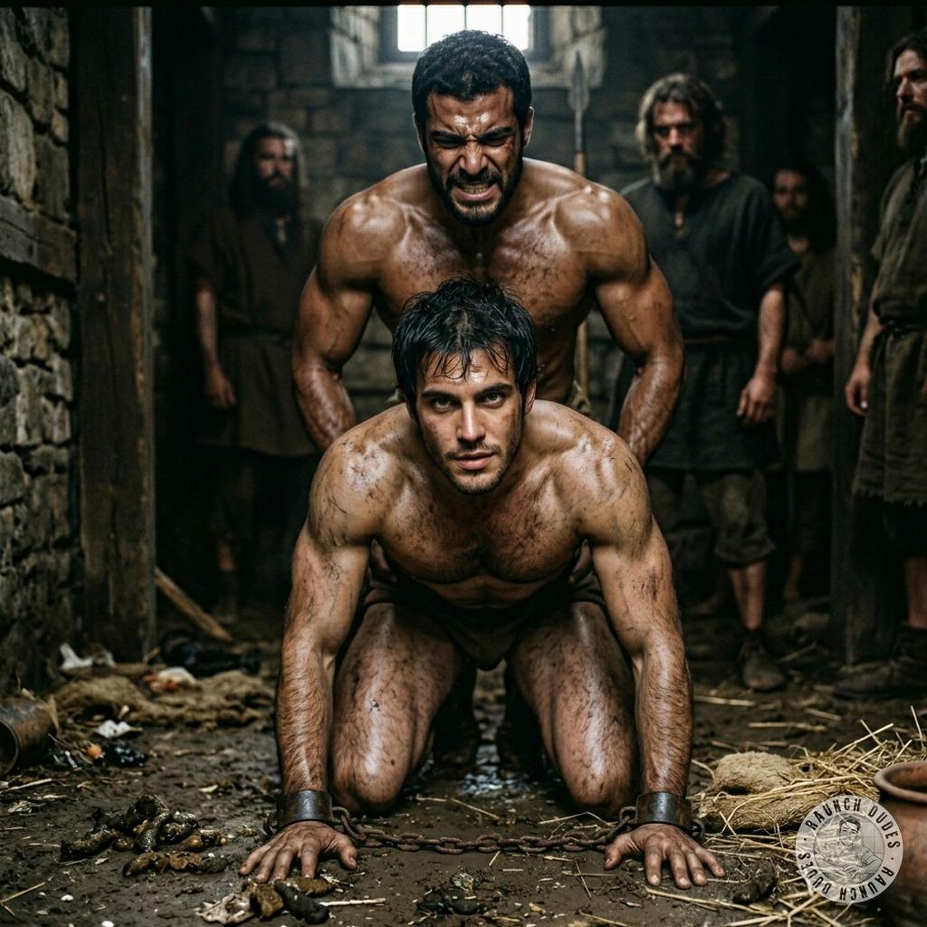Roman prisoner getting brutally fucked in his cell—chained, sweaty, and taking every rough inch like the slave he is....