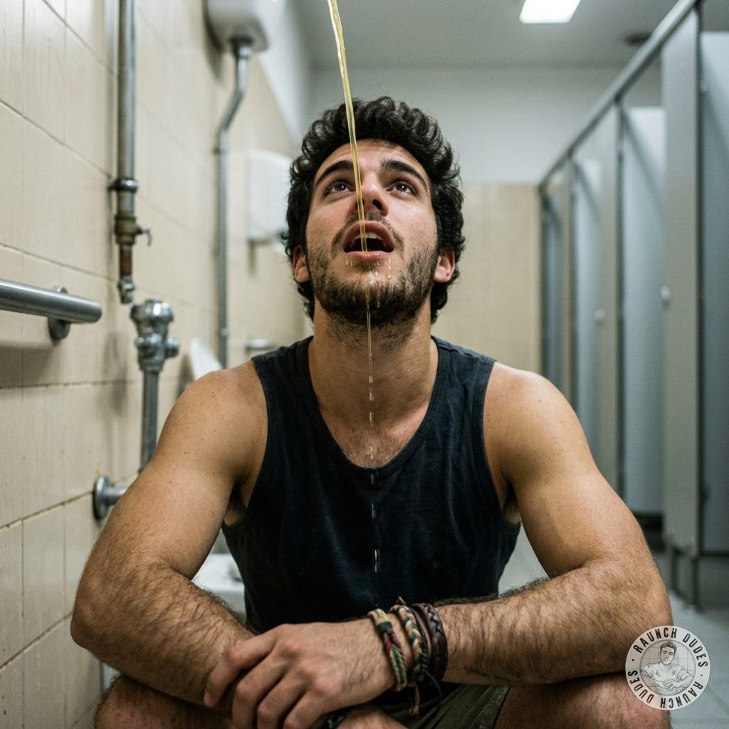 Hot little thing taking that golden stream down his throat—fucking perfect submission. #gaypiss #submission