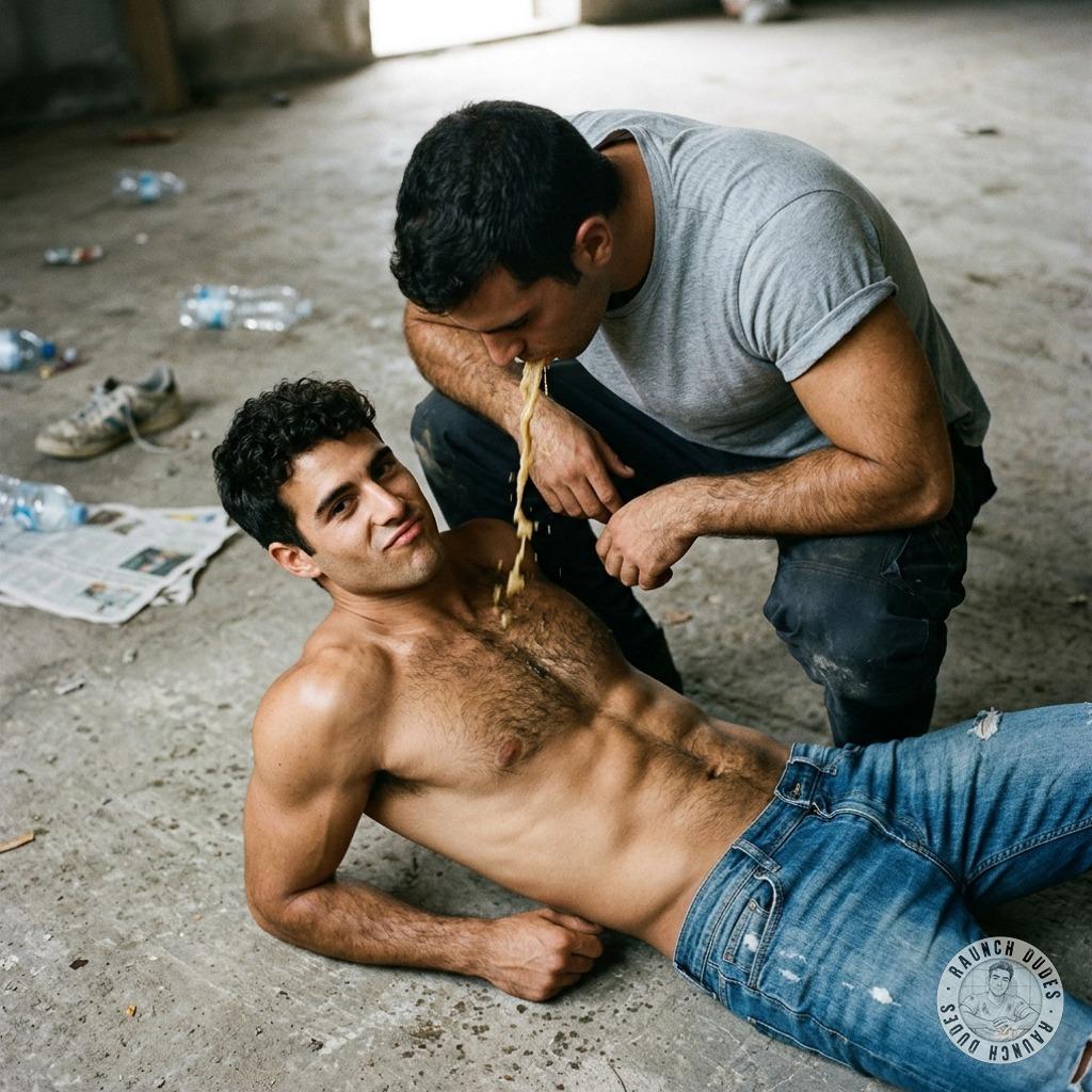 Hot as hell watching him gag on my cock while he chokes out every last drop right on my chest. #gaypuke #oralsex #inpublic...