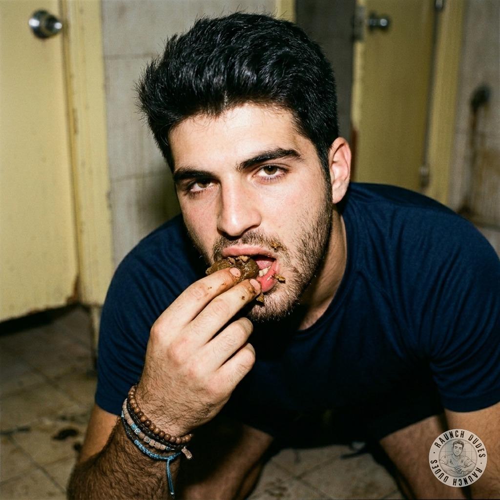 Hot as hell watching this guy devour it raw in the public restroom—no shame, just pure filthy hunger. Who’s ready to join...