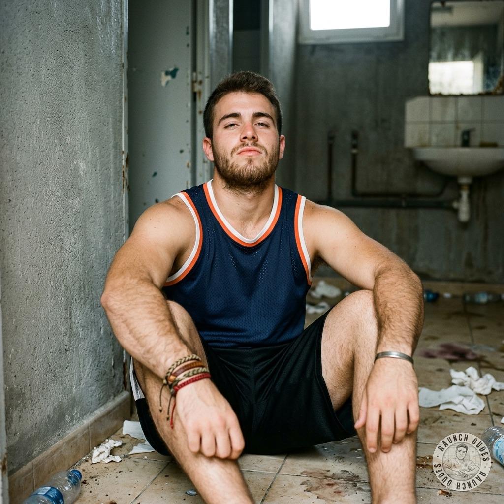 Hot as hell in tight shorts, sprawled on that filthy bathroom floor—dripping with sweat & sin. Who’s gonna bend him over...
