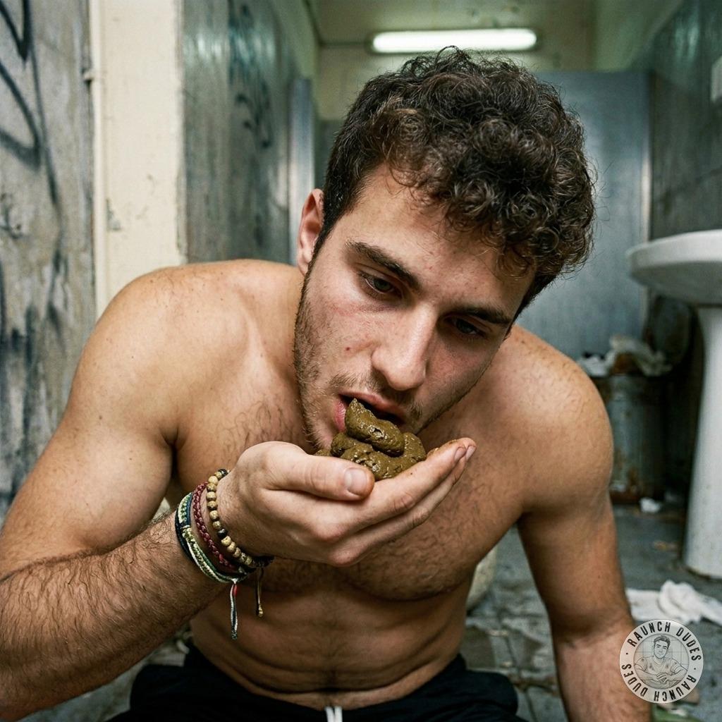 Hot as hell watching this guy slurp up that filthy load in a grimy public restroom—nothing sexier than a man who loves his...