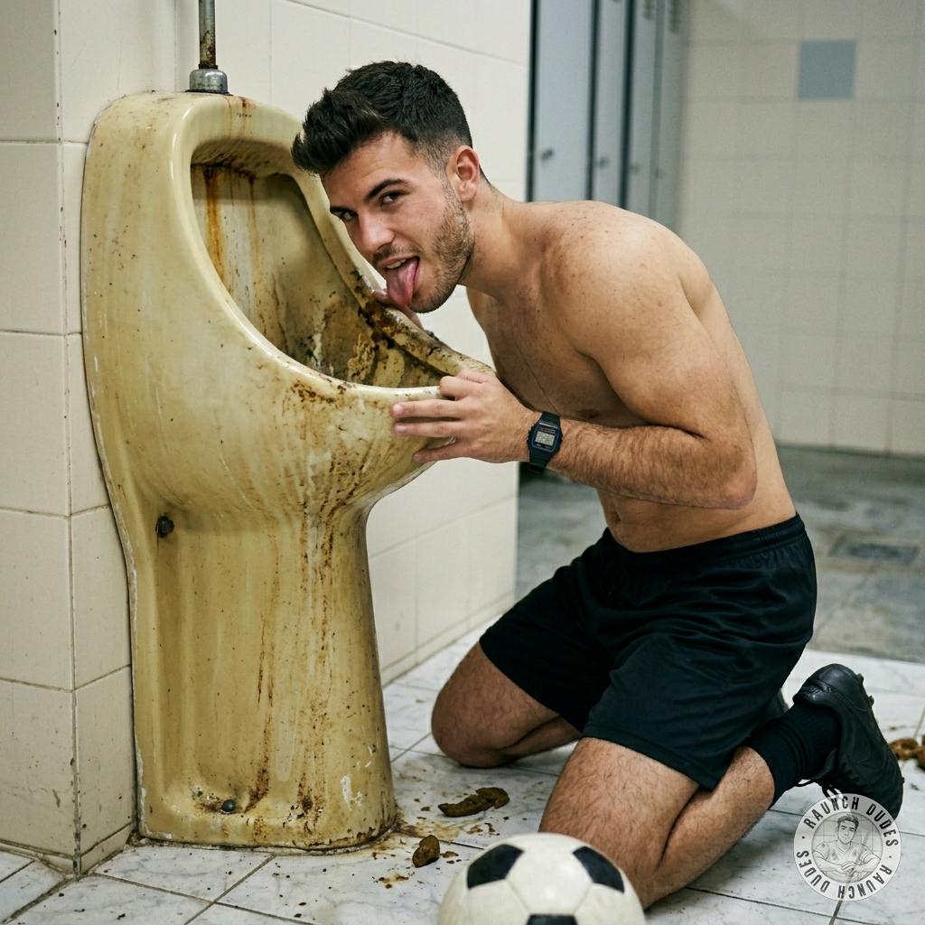Hot soccer stud deep-throating that filthy urinal—slurping every last dirty drop like a champ. #dirtyathletes #footballers...