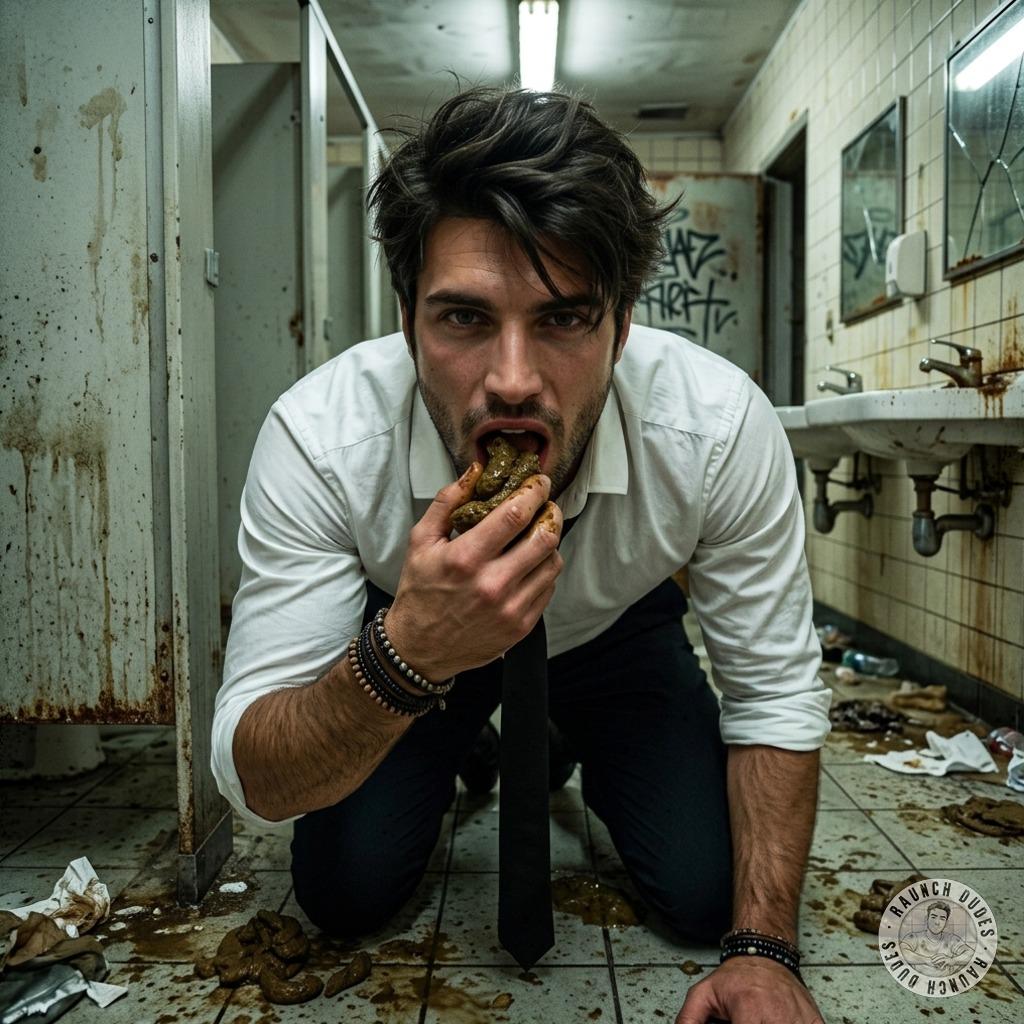 Hot damn, watch this fine boy chow down on a filthy load in a disgusting bathroom—absolute gayscat heaven. Who’s ready to...