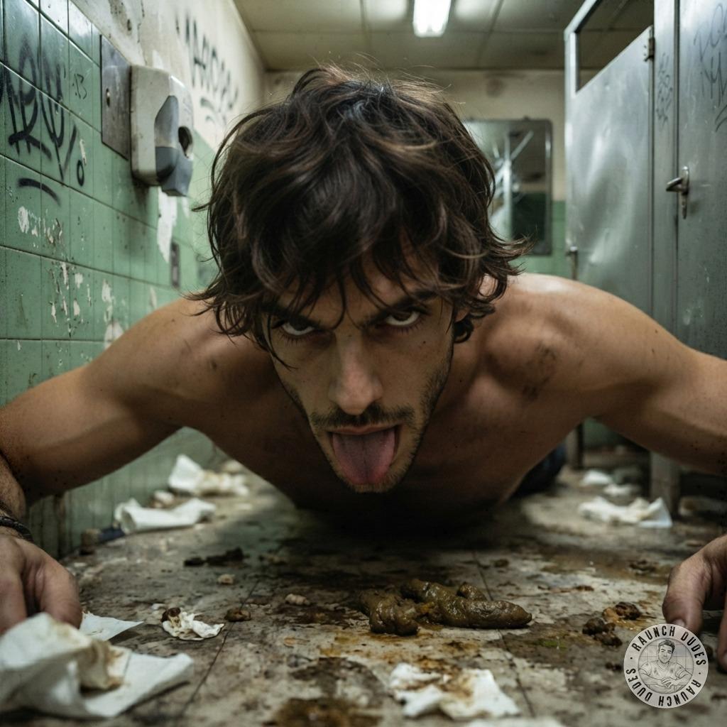 Hot as hell watching this guy deepthroat that filthy public toilet—messy, rough, and so damn wrong. Who’s getting hard just...