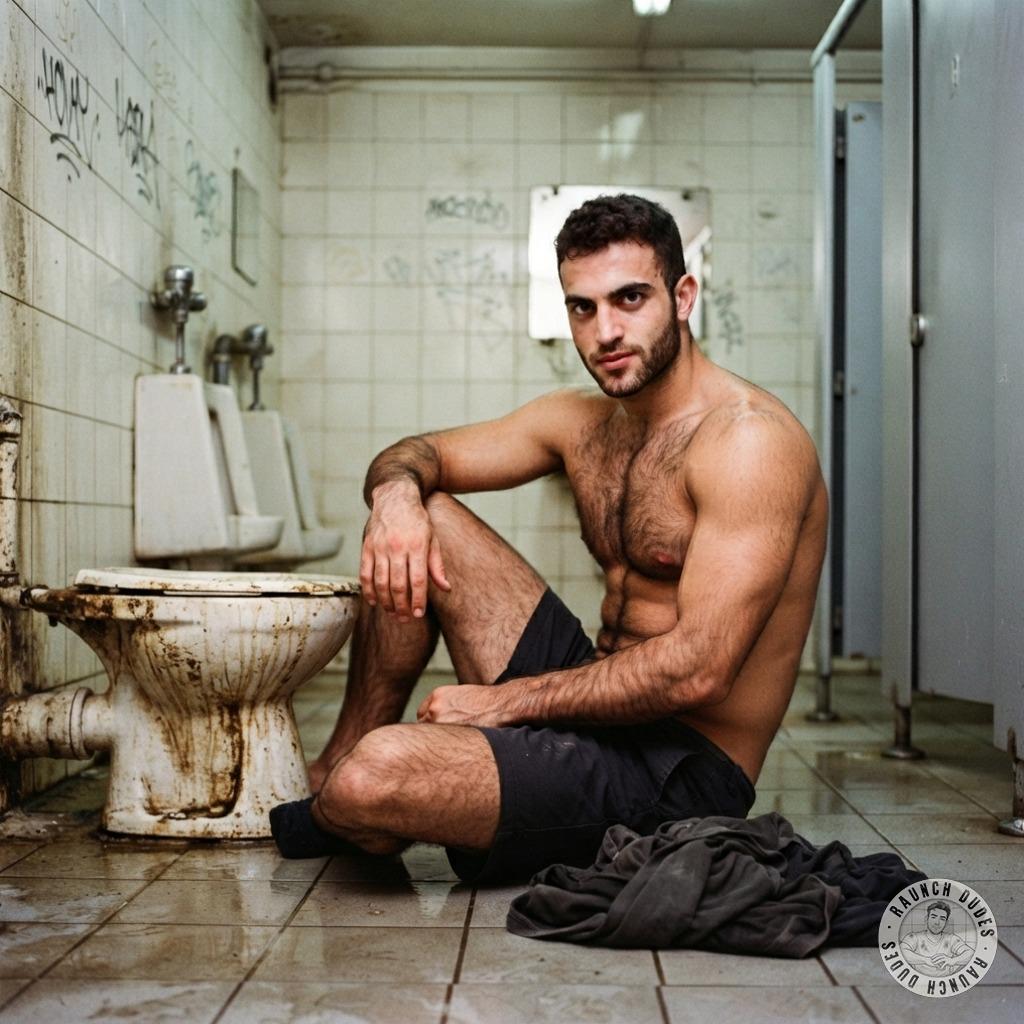 Hot as hell in a grimy public bathroom—kneeling like a filthy good boy, ready to take whatever you’ve got. #toilet...