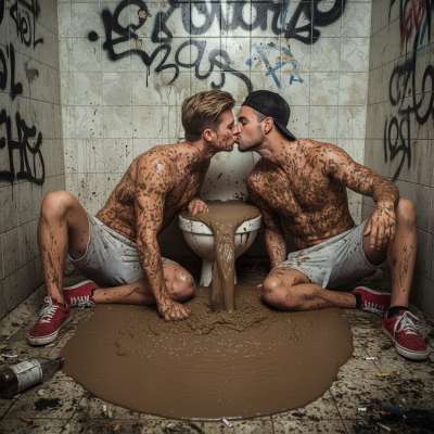 Midnight stall romance, the dirtiest kind 💩❤️😈 #gayscat #toilet #kiss #hairy #street