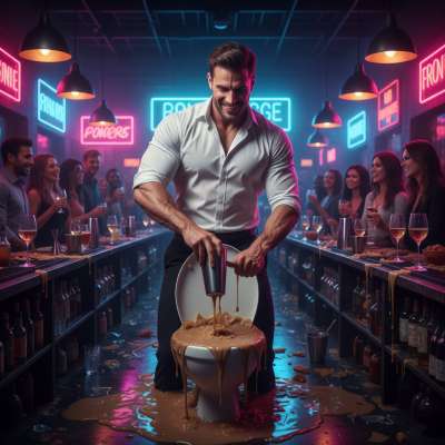 This jacked barman just invented the filthiest drink on the menu 💩🍸😈 #gayscat #dirtyscouts #inpublic #humiliation #rough