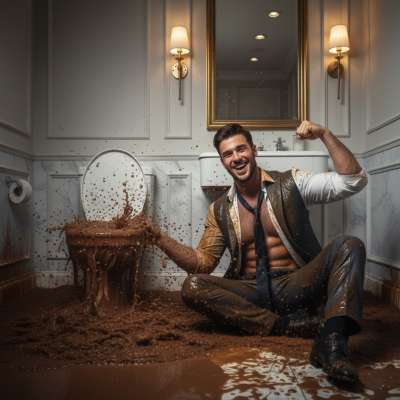 This ripped executive just turned the marble palace into his private brown playground. #gayscat #toilet #dirtyschool #bear...