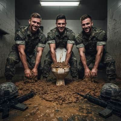 Squad training in the nastiest latrine 💩 #gayscat #filth #military #dirtyschool