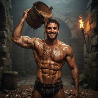 Nothing hotter than a sweaty gladiator covering himself in filthy brown muck. The way it drips down those ripped muscles?...