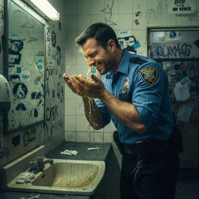 Nothing hotter than a hot cop getting his face drenched in filthy piss from a grimy toilet. The dirtier, the better—savoring...