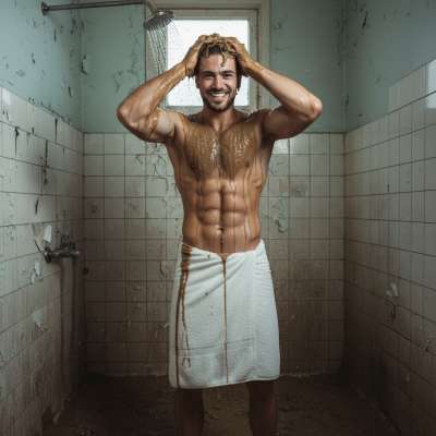 Nothing hotter than a gorgeous guy washing his hair with shit—dirty, filthy, and loving every second of it. 😈💦 #gayscat...