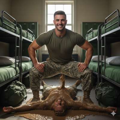Nothing hotter than a soldier getting his uniform ruined with a steaming gay scat session in the barracks. The smell, the...