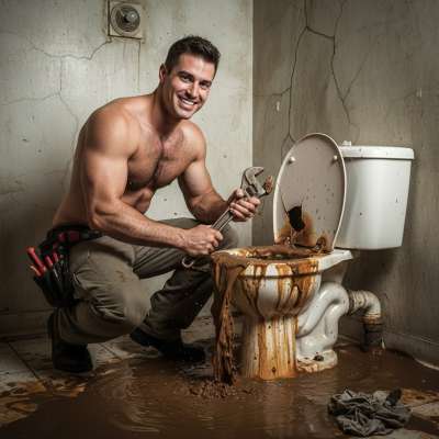 Hot plumber fixing my shitty toilet 💦🔥 Imagine the mess he’s about to make… or clean up? 😏 #gayscat #perverts #workers...